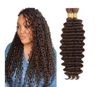 Heiowuio 26 26 Inch Bulk Human Hair For Braiding #4 Chocolate Brown Color Deep Wave Unprocessed El Cabello Humano Tissage Brazilianne Real Human Hair 50g/Bundles