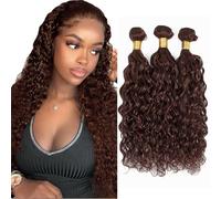Heiowuio 26 28 30 Inch Brazilian Remy Hair Bundles Human Hair Extension #4 Chocolate Brown Color Kinky Curly Unprocessed El Cabello Humano Tissage Brazilianne Real Human Hair 3 Bundles Total 300G