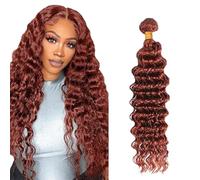 Heiowuio 26 Pulgada Brazilian Remy Hair Bundles Human Hair Extension #33 Reddish Brown Deep Wave Unprocessed Cabello humano Tissage Brazilianne Real Human Hair 100g/Bundles
