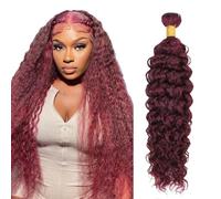 Heiowuio 26 Pulgada Brazilian Remy Hair Bundles Human Hair Extension #99j Burgundy Red Water Wave Unprocessed Cabello humano Tissage Brazilianne Real Human Hair 100g/Bundles