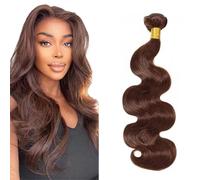 HeioWuio 26 Pulgada Cabello Humano Natural Human Hair Bundles Body Wave Hair #4 Chocolate Brown Bundles Human Hair Extensions Double Weft for Women Minimal Smell for Women Single Bundle