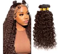 Heiowuio 28 30 32 Inch Brazilian Remy Hair Bundles Human Hair Extension #4 Chocolate Brown Water Wave Unprocessed Cabello humano Tissage Brazilianne Real Human Hair 3 Bundles Total 300g
