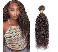 Heiowuio 28 Inch Brazilian Remy Hair Bundles Human Hair Extension #4 Chocolate Brown Kinky Curly Unprocessed Cabello humano Tissage Brazilianne Real Human Hair 100g/Bundles