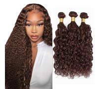 Heiowuio 30 32 34 Inch Brazilian Remy Hair Bundles Human Hair Extension #4 Chocolate Brown Color Kinky Curly Unprocessed El Cabello Humano Tissage Brazilianne Real Human Hair 3 Bundles Total 300G