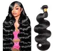 HeioWuio 30 Inch Bundles Human Hair Extension Cabello Humano Body Wave Natural Black Color Unprocessed Virgin Hair Double Weft Extensions for Sew Real Hair Minimal Smell Low Shedding