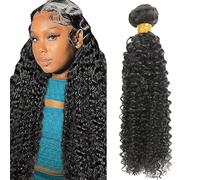 Heiowuio 30 Pulgada Brazilian Remy Hair Bundles Human Hair Extension 1b Natural Black Color Kinky Curly Unprocessed Cabello humano Tissage Brazilianne Real Human Hair 100g/Bundles