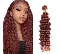 Heiowuio 30 Pulgada Brazilian Remy Hair Bundles Human Hair Extension #33 Reddish Brown Deep Wave Unprocessed Cabello humano Tissage Brazilianne Real Human Hair 100g/Bundles