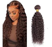 Heiowuio 30 Pulgada Brazilian Remy Hair Bundles Human Hair Extension #4 Chocolate Brown Kinky Curly Unprocessed Cabello humano Tissage Brazilianne Real Human Hair 100g/Bundles