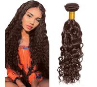 Heiowuio 32 Inch Brazilian Remy Hair Bundles Human Hair Extension #4 Chocolate Brown Water Wave Unprocessed Cabello humano Tissage Brazilianne Real Human Hair 100g/Bundles