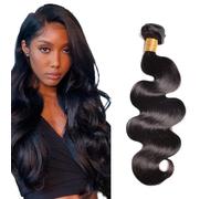 HeioWuio 32 Inch Bundles Human Hair Extension Cabello Humano Body Wave Natural Black Color Unprocessed Virgin Hair Double Weft Extensions for Sew Real Hair Minimal Smell Low Shedding
