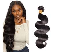 Heiowuio 34 Inch Brazilian Remy Hair Bundles Human Hair Extension 1b Natural Black Color Body Wave Unprocessed El Cabello Humano Tissage Brazilianne Real Human Hair 100g/Bundles