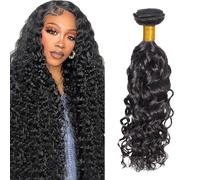 Heiowuio 34 Pulgada Brazilian Remy Hair Bundles Human Hair Extension 1b Natural Black Color Water Wave Unprocessed Cabello humano Tissage Brazilianne Real Human Hair 100g/Bundles