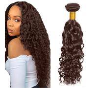 Heiowuio 34 Pulgada Brazilian Remy Hair Bundles Human Hair Extension #4 Chocolate Brown Water Wave Unprocessed Cabello humano Tissage Brazilianne Real Human Hair 100g/Bundles