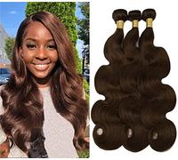 HeioWuio #4 Body Wave Human Hair Bundles for Women Hair Weaves Dark Brown Color Virgin Hair Bundle 22 24 26 pulgadas