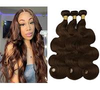 HeioWuio #4 Body Wave Human Hair Bundles for Women Hair Weaves Dark Brown Color Virgin Hair Bundle 26 28 30 inch