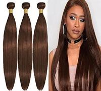 HeioWuio # 4 paquetes de cabello humano recto para mujer, pelo virgen sin procesar, color marrón oscuro, paquete de 45,6 cm, 46,52 cm, 46,68 cm