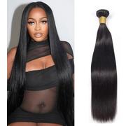 Heiowuio Brazilian Remy Hair Bundles Human Hair Extension 1b Natural Black Color Straight Unprocessed Cabello Humano Tissage Brazilianne Real Human Hair 100g/Bundles 12 Inch