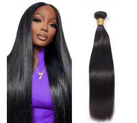 Heiowuio Brazilian Remy Hair Bundles Human Hair Extension 1b Natural Black Color Straight Unprocessed Cabello Humano Tissage Brazilianne Real Human Hair 100g/Bundles 14 Inch