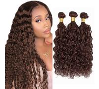 Heiowuio Brazilian Remy Hair Bundles Human Hair Extension #4 Chocolate Brown Color Kinky Curly Unprocessed El Cabello Humano Tissage Brazilianne Real Human Hair 3 Bundles Total 300G 24 26 28 Inch