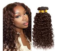 Heiowuio Brazilian Remy Hair Bundles Human Hair Extension #4 Chocolate Brown Water Wave Unprocessed Cabello humano Tissage Brazilianne Real Human Hair 3 Bundles Total 300g 20 22 24 Inch