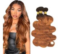 Heiowuio Brazilian Remy Hair Bundles Human Hair Extension T430 Ombre Brown Body Wave Unprocessed Cabello humano Tissage Brazilianne Real Human Hair 3 Bundles Total 300g 20 22 24 Inch