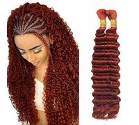 Heiowuio Bulk Human Hair For Braiding #33 Reddish Brown Color Deep Wave Unprocessed El Cabello Humano Tissage Brazilianne Real Human Hair 50g/Bundles 22 22 Inch