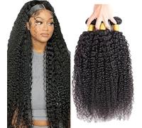 HeioWuio Extensiones de cabello humano #1B Natural Black Color Curly Wave Hair Extension 3 paquetes de 300 gramos