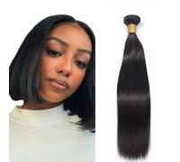 Heiowuio Extensiones de cabello humano #1B Natural Black Color Straight Double Weft Weave Unprocessed Brazilian Virgin Hair Extension Humano Hair Extension 100 g/paquete 16 pulgadas
