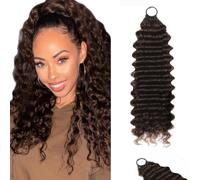 HeioWuio Extensiones de cabello humano de 22 pulgadas, 60 g, 40 hebras, #4, color marrón chocolate, suave, ligero, con crochet de ondas profundas, extensiones de pelo humano, extensiones de crochet