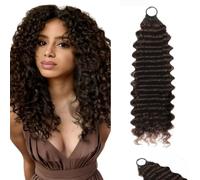 HeioWuio Extensiones de cabello humano de 28 pulgadas, 60 g, 40 hebras, #4, color marrón chocolate, suave, ligero, con crochet de ondas profundas, extensiones de pelo humano, extensiones de crochet