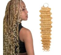 HeioWuio Extensiones de cabello humano de 60 g de 60 g, 40 hebras P27/613, rubio, suave, ligero, ondulado profundo, de crochet