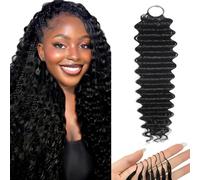 HeioWuio Extensiones de cabello humano de 60 g de 60 g de 40 hebras de color negro natural suave ligero de crochet de pelo humano