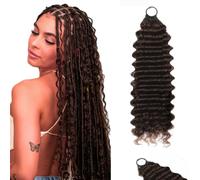 HeioWuio Extensiones de pelo humano de 60 g de 60 g con 40 hebras #4 de color marrón chocolate suave ligero de crochet de pelo humano