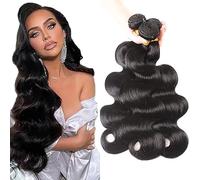 HeioWuio Human Hair Bundles Body Wave Natural Black Color Cabello Humano 3 Bundles Total 300G 20 22 24 Inch Unprocessed Remy Hair Double Weft Extensions for Women Minimal Smell Low Tangle