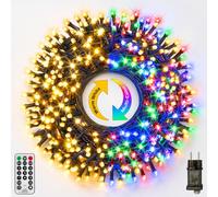 HeiPard Cadena de luces para exterior de Navidad, 10 m, 100 ledes | Guirnalda de luces de árbol de Navidad para exteriores, con mando a distancia, temporizador, regulable, conectable