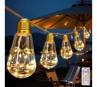 HeiPard Cadena de Luces Solar Exterior 8.5M 16 Bombillas S17 LED, 8 Modos USB Impermeable Luz Cálida, Decoración Vintage para Jardín, Balcón y Fiestas