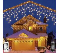 HeiPard Cortina de Luces Navidad Exterior Blanco Cálido 12,15m 486 LED | Cortina de Luces Navidad Exterior Conectable IP44 31V 8 Modos Mando Temporizador Balcón Jardín Ventana Navidad