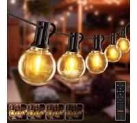 HeiPard Guirnalda Luces Navidad Exterior 20m, 30 + 2 LED Cálidas 2200K - Impermeable IP45 para Jardín, Terraza, Control Remoto RF, 3 Modos + 4 Brillos, Temporizador, Conexión Serie (20M/65FT)
