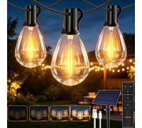 HeiPard Guirnalda Luces Solares Exterior 10m, 16+1 Bombillas LED, Mando | Cadena de Luces Impermeable Recargable con USB y Panel Solar, Temporizador, Regulable, para Balcón Jardín Camping