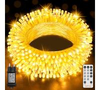 HeiPard Luces Arbol Navidad Exterior Interior 10M 100 LED, 8 Modos Impermeable Temporizador Guirnalda Luces Exterior para Decoración Fiesta Boda Jardín Balcón Patio Luz Navidad (Blanco Cálido)