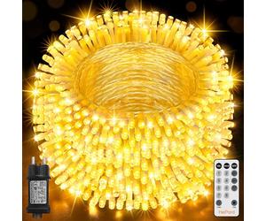 HeiPard Luci Albero Natale Esterno Interno 60M, 600 LED catena luminosa esterno con 8 Modalità e Memoria, Impermeabile Lucine da Esterno Giardino per Balcone, Casa, Festa, Nozze - Bianco Caldo