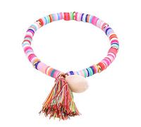 Heishi Surfer Rainbow Clay Bracelets with Tassel Vinyl Disc Beaded Polymer Friendship Summer Beach Bracelet