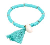 Heishi Surfer Rainbow Clay Bracelets with Tassel Vinyl Disc Beaded Polymer Friendship Summer Beach Bracelet