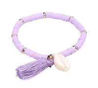 Heishi Surfer Rainbow Clay Bracelets with Tassel Vinyl Disc Beaded Polymer Friendship Summer Beach Bracelet