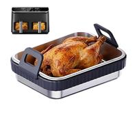 Heißluftfritteuse Backform - Edelstahl Ofen Grillrost | Antihaft Bratpfanne Mit Silikongriff - Backen Kochen Grillkorb Für Küche BBQ Party Restaurant Zubehör Rack Māhlzeit Vorbereitung