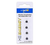 HEITECH - Pilas de botón alcalinas AG1 (4 Unidades, 1,5 V, LR60, L621, LR621, SR60, SR621, SR621, SR621SW, 164/364)