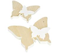 HEITMANN DECO 66288 2 Mariposas de Madera con pequeñas Mariposas, Figuras Decorativas como decoración de Pascua y Primavera, Color Blanco, 21 x 2,5 x 16,5 cm