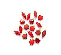 HEITMANN DECO Adornos para árbol de Navidad - Juego de Adornos de Cristal - 17 Piezas - Adornos para árbol de Navidad con Estrellas y Conos - Rojo - Decoración de Navidad, 14,5 x 5,5 x 14,5 cm