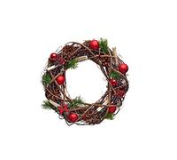 HEITMANN DECO Corona de Navidad - Piñas - Bolas - Adviento - Rojo - Naturaleza - Aprox. 32 x 32 x 8 cm