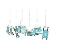 HEITMANN DECO Decoración para árbol de Navidad, Natural, Azul, Blanco, Aprox. 4-6,5 cm